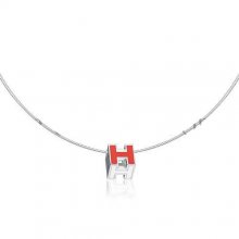 Hermes Cage d'H Necklace Red in Lacquer With Gold